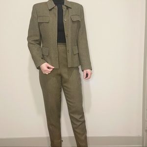 Army Green Pant Suit Two-Piece Set Jacket Pants S